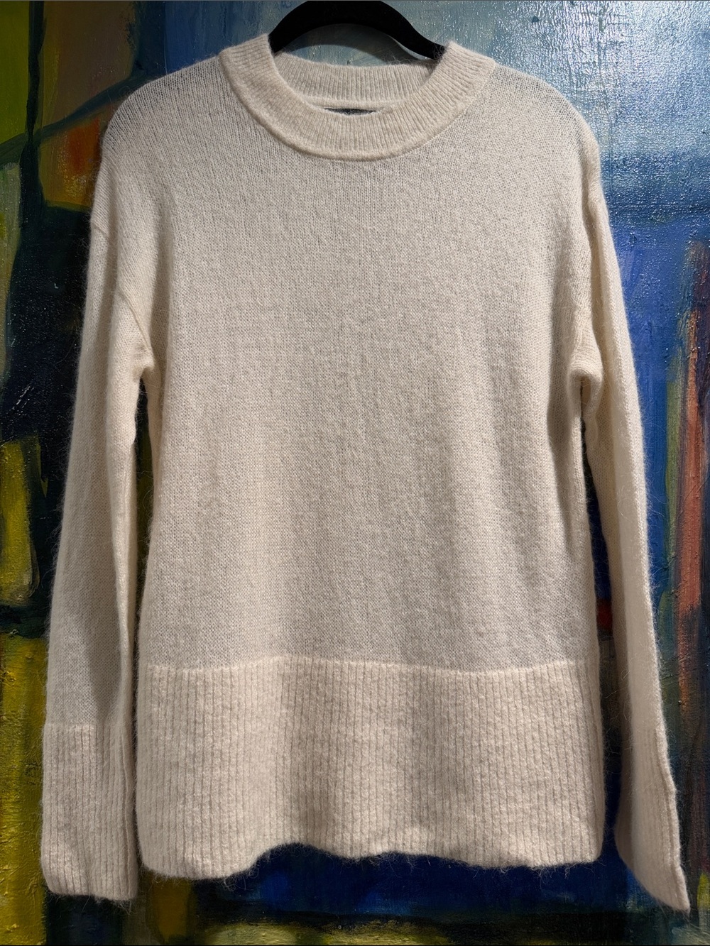 Banana Republic cream Italian Alpaca wool crew-neck sweater women’s size small